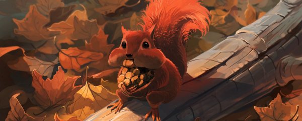 Белка с орехом арт