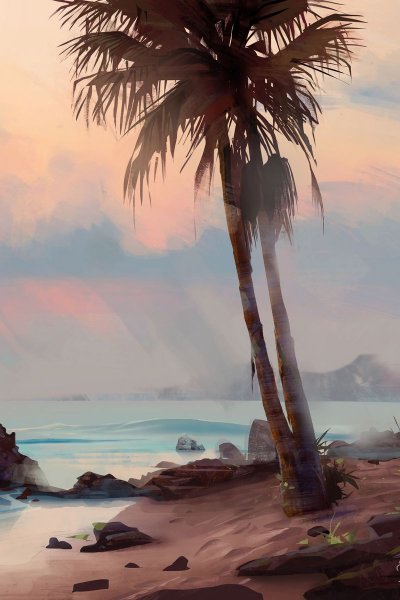 Пейзаж с пальмами