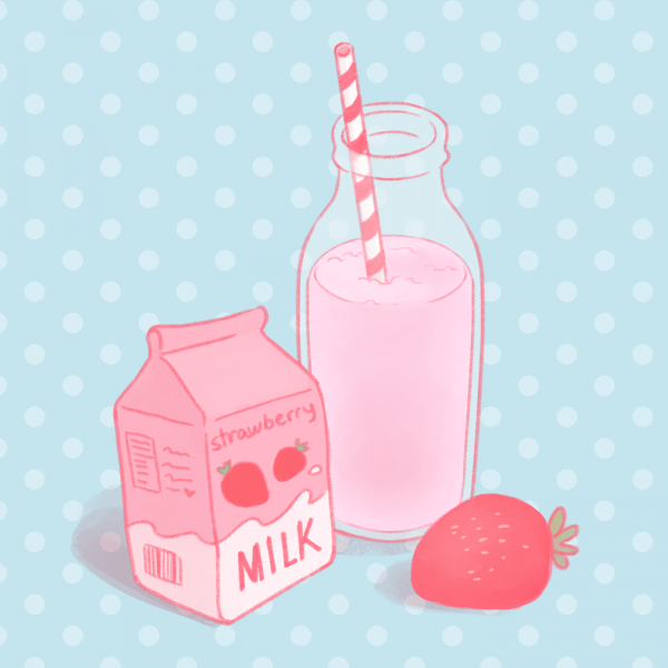 Молоко розовое рисование