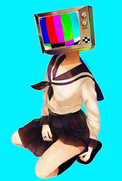 Девочка с телевизором на голове