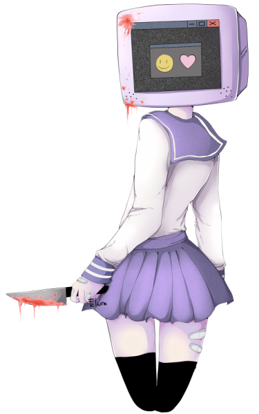 Девушка с телевизором на голове