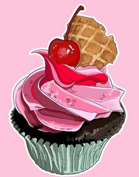 Пирожное в мультяшном стиле