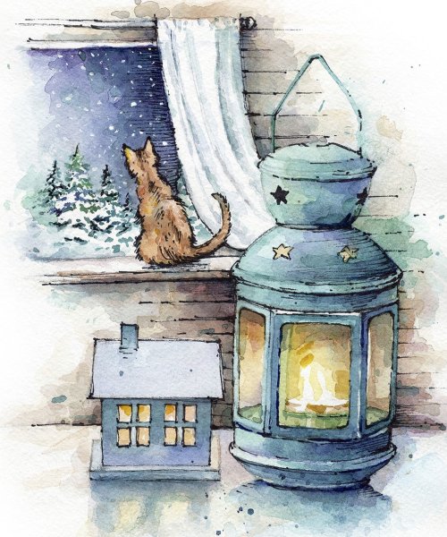 Уютные Акварельные скетчи