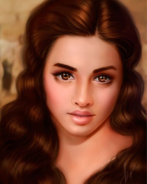 Шатенка с карими глазами арт