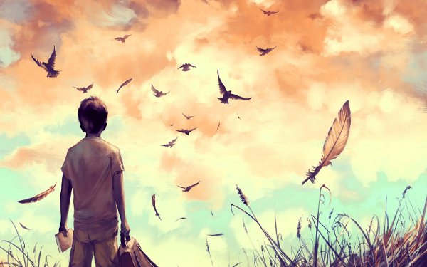 Птицы в небе арт