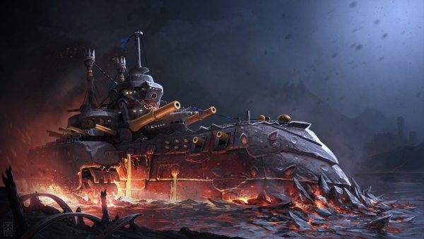 Линкор корабль арт дизельпанк