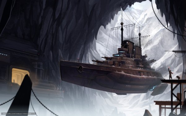 Огромный корабль фэнтези