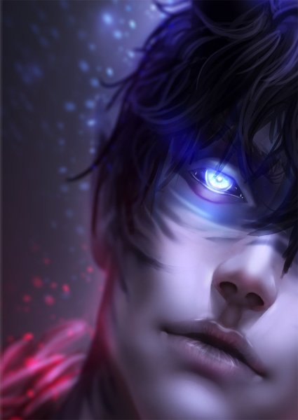Парень с фиолетовыми глазами