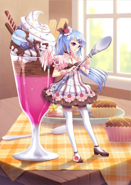 Аниме девушка мороженое