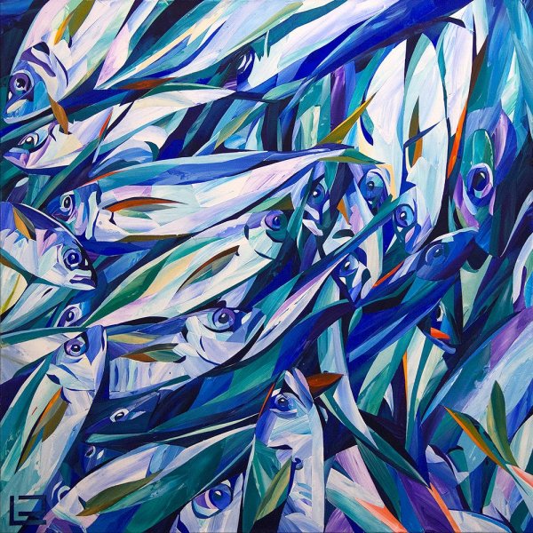 Абстракция рыбы в живописи