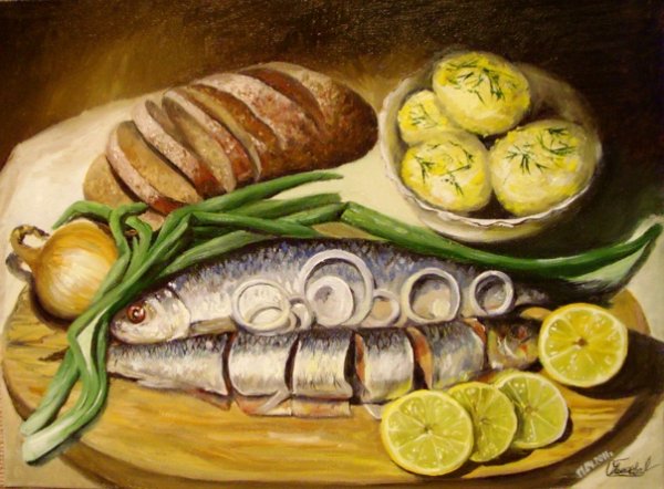Пылаева Ольга натюрморт с селедкой
