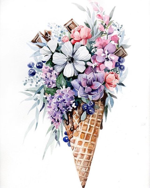 Акварельные букетики