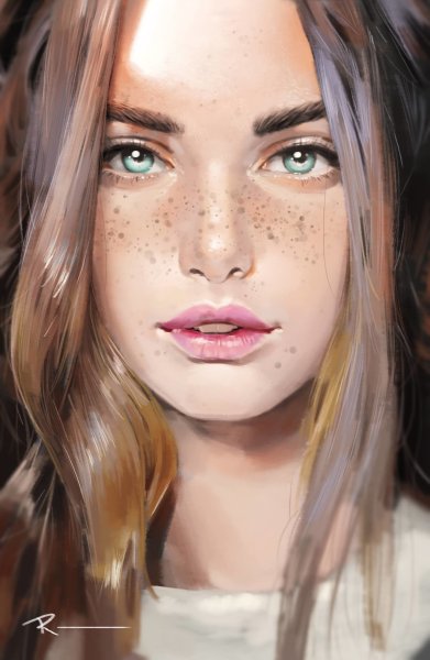 Девушка с веснушками арт