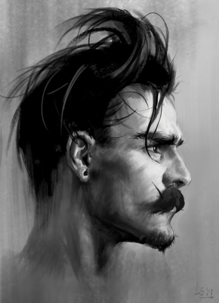 Мужское лицо в профиль арт