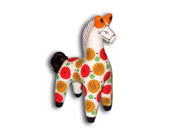 Дымковская игрушка конь роспись