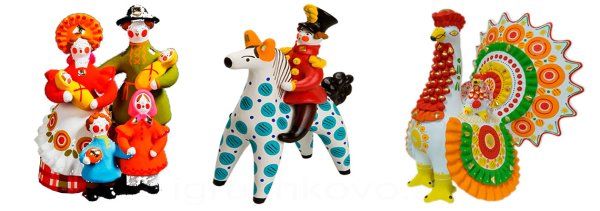 Глиняные игрушки Дымковская