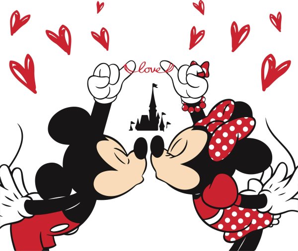 Микки и Минни Маус поцелуй