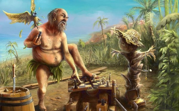 Робинзон Крузо на острове с пятницей