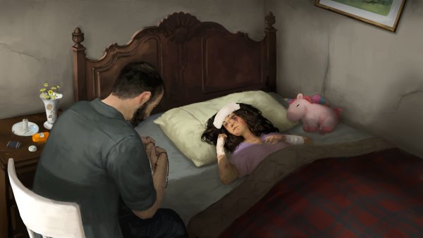 Отец с дочкой арт