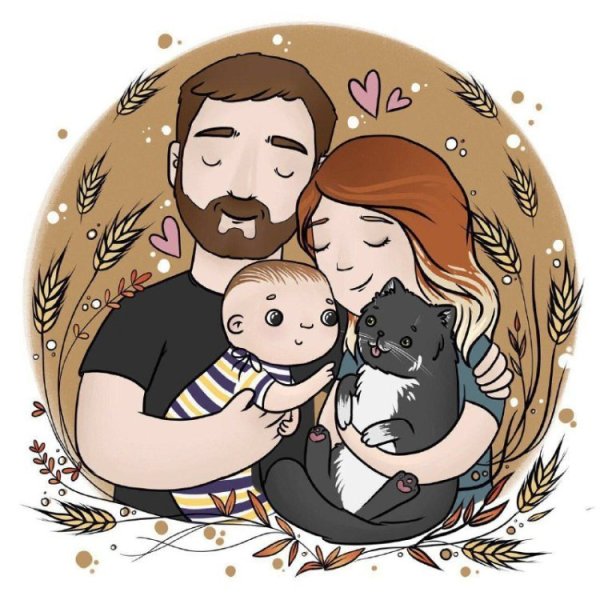 Семейный арт рисунок