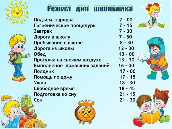 Как сделать режим дня для школьника 3 класса