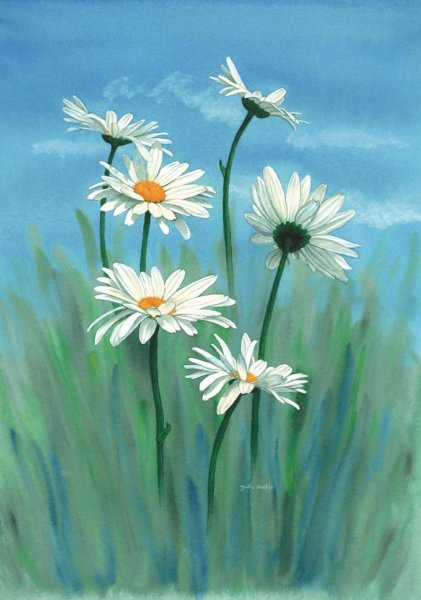 Ромашки живопись