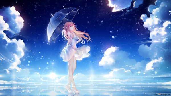 Аниме девушка в небе