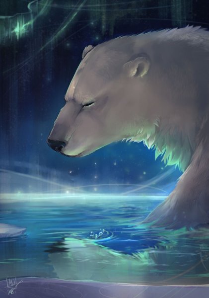 Белый медведь арт