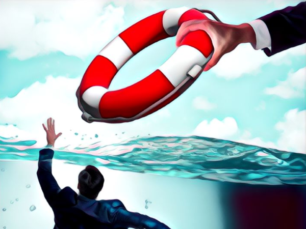 Кидает спасательный круг