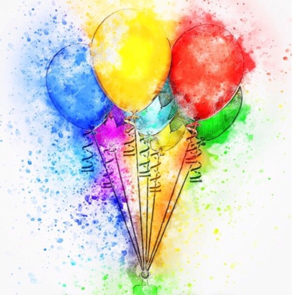 Воздушные шары акварель