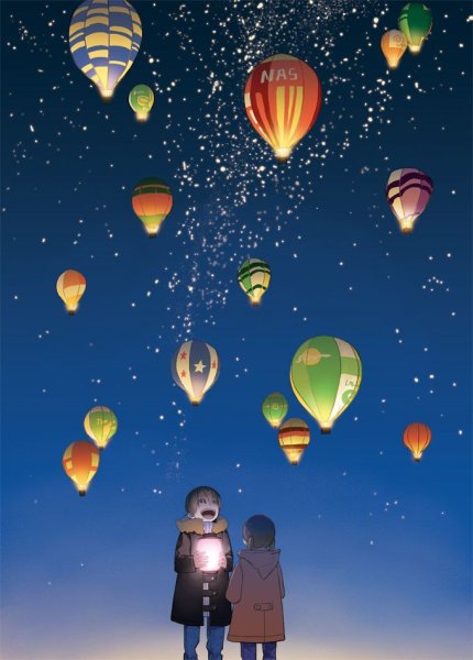 Воздушные шары в ночном небе