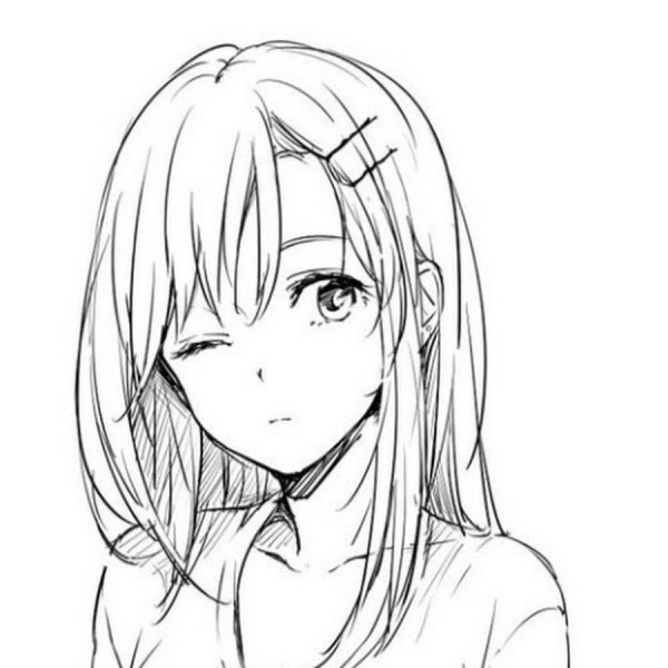 Аниме тян карандашом для срисовки