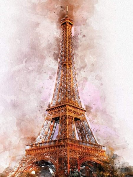Париж Эйфелева башня акварель