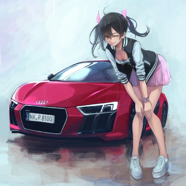 Аниме девушки и машины