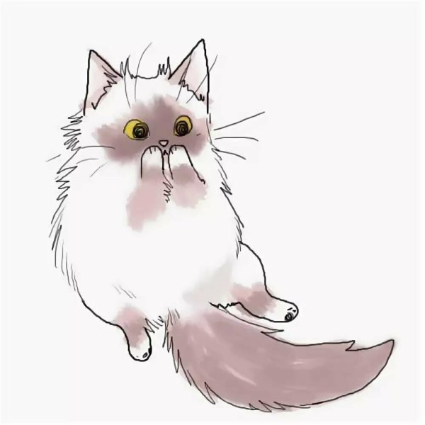 Белый мультяшный кот