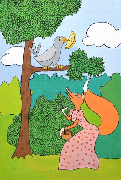 Рисунок к басне ворона и лисица