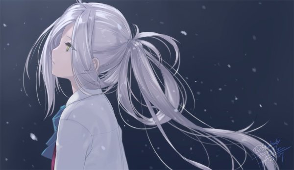Аниме девушка с белыми волосами