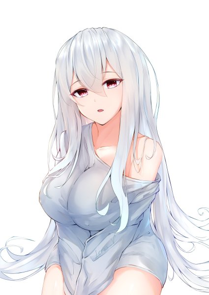 Беловолосые аниме тян