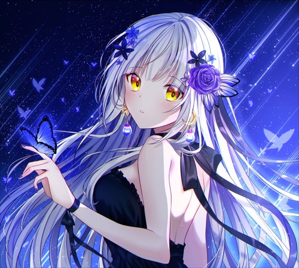 Аниме белые волосы желтые глаза