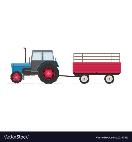 Трактор с прицепом красный