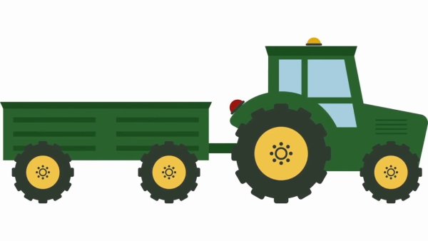 Мультяшный трактор с прицепом