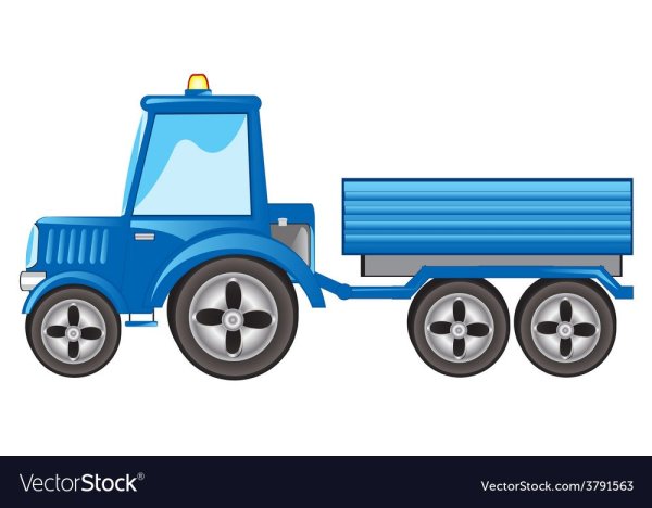 Трактор мультяшный с тележкой