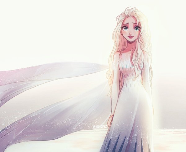 Elsa Frozen 2 в белом платье