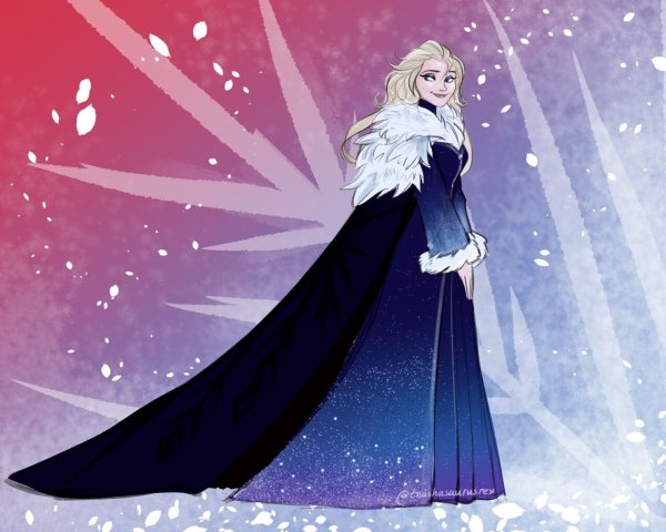 Эльза с распущенными волосами арт