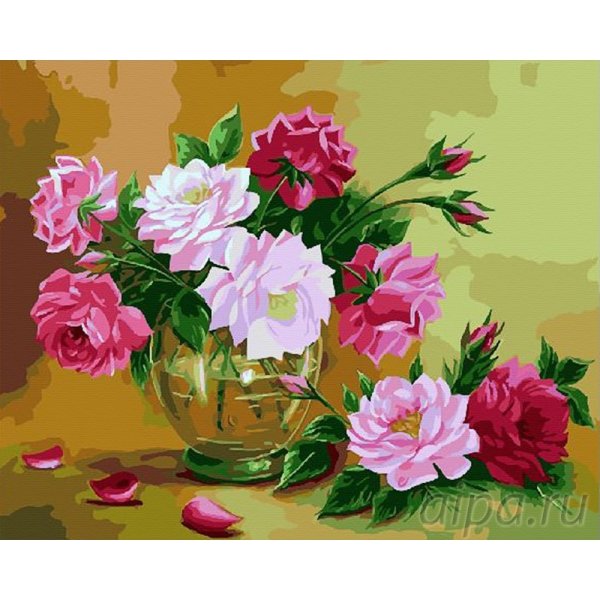 Цветы акриловыми красками на холсте