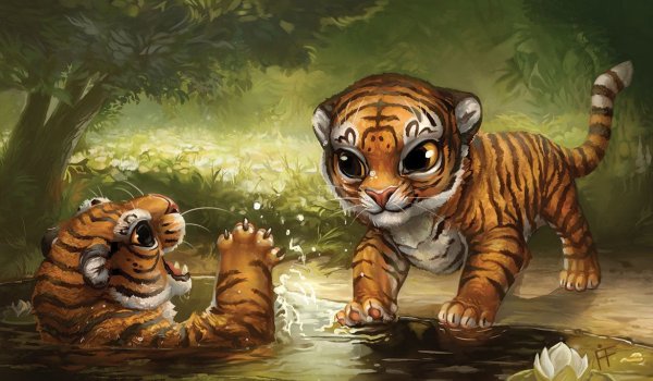Милые мультяшные тигрята