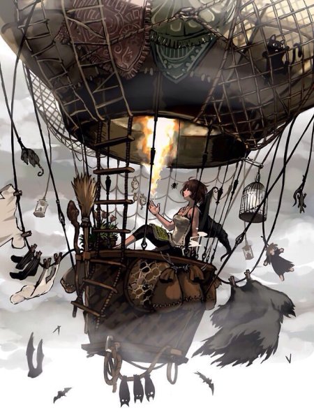 Воздушный шар стимпанк арт