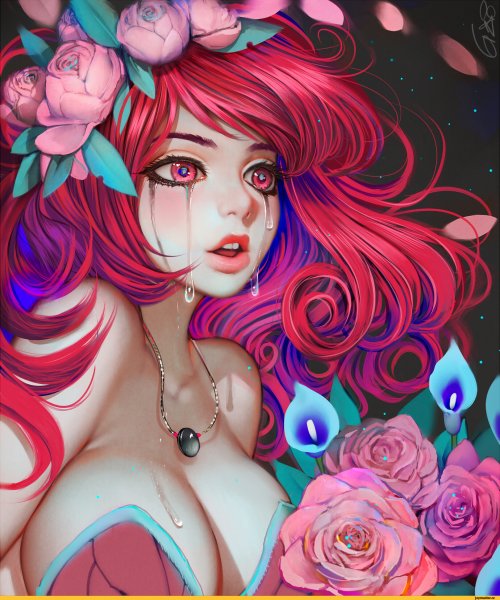 Малиновая девушка арт