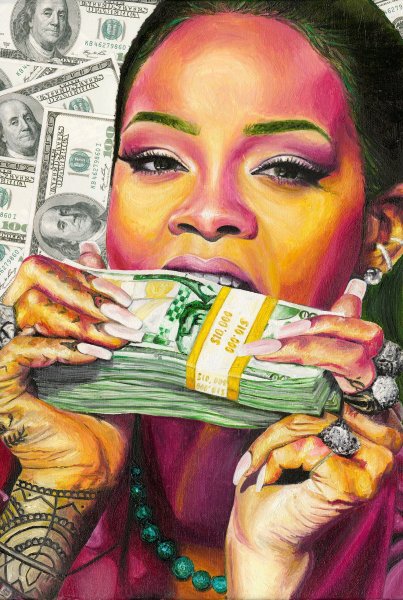 Девушка с деньгами арт