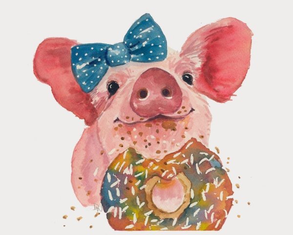 Милые свинки акварель